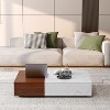 NicBex Modern Rectangiular Marble Coffee Table with Storage Spaces,Two-Tone Wood End Table,Center Table for Living Room - 2 of 4