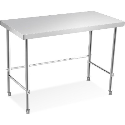 Stainless Steel Work Table with 2-Tier Storage, Adjustable Undershelf, 660LBS NSF Commercial Table for Food Prep, Kitchen, Restaurants, and Home
