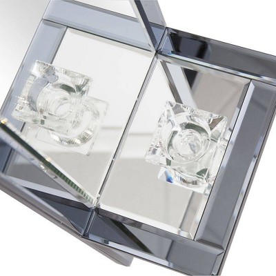 Emerson Ice Blue Mirrored Wall Sconce with Candle Holder