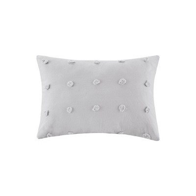 14"x20" Oversize Kay Cotton Jacquard Pom-Pom Throw Pillow Gray