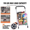 VEVOR Folding Shopping Cart, 110 lbs Max Load Capacity, Grocery Utility Cart with Rolling Swivel Wheels, Heavy Duty Foldable Laundry Basket, Silver - 4 of 4