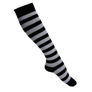 Striped Patterned Knee High Socks from the Sock Panda (Women's Sizes Adult Medium) - Gray and Black - 1 of 3