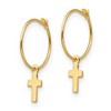 Black Bow Jewelry Children's 14k Yellow Gold 10mm Endless Hoop Dangling Cross Earrings - 2 of 4