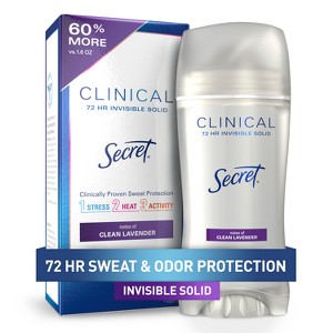 Secret Clinical Strength Invisible Solid Antiperspirant and Deodorant for Women, Clean Lavender - 2.6oz - 1 of 4