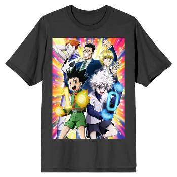 Hunter X Hunter in Kanji Characters with Gon, Killua, Kurapika and Leorio  Mens and Womens Short Sleeve T-Shirt (Black, S-XXL)
