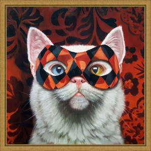 Amanti Art Enigma (Cat) by Lucia Heffernan Canvas Wall Art Print Framed 16 x 16-in. - 1 of 4