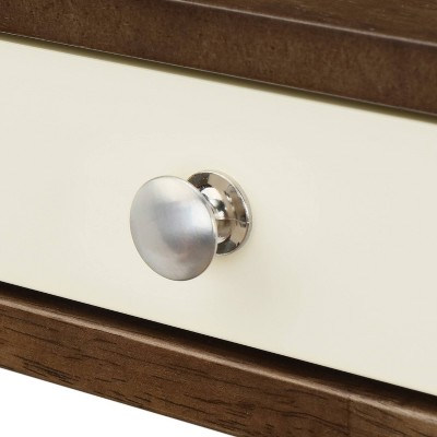 Medium Brown and White Rubberwood Writing Desk with Drawers