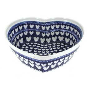Blue Rose Polish Pottery 859-1 Zaklady Large Heart Bowl - 1 of 1