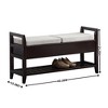 Alilang 40.16 inch Wooden Storage Bench with Cushioned Seat and Slatted Lower Shelf-espresso - 2 of 4