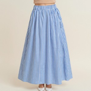 Anna-Kaci Women's Gingham Pattern Maxi Skirt with Full Gathered Silhouette and Soft Flowing Fabric Design - 1 of 4