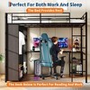 Queen Size Metal Loft Bed with Built-in Desk, Wardrobe,Storage Shelves, Guardrail, and Sturdy Ladder for Space-Saving Bedroom Solution - 2 of 4