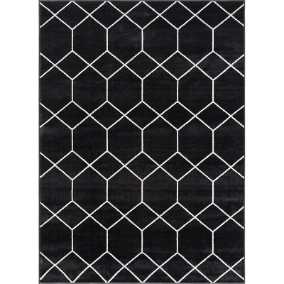 LIVN CO. Contemporary Trellis Geometric Woven Area Rug, Cream/Black