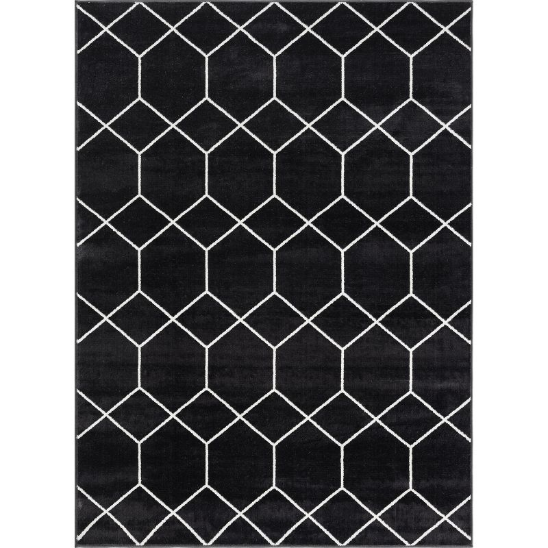 LIVN CO. Contemporary Trellis Geometric Woven Area Rug, Cream/Black, 1 of 10