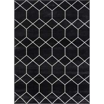 LIVN CO. Contemporary Trellis Geometric Woven Area Rug, Cream/Black