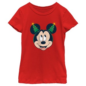 Girl's Mickey & Friends Christmas Tree Ears T-Shirt - 1 of 4