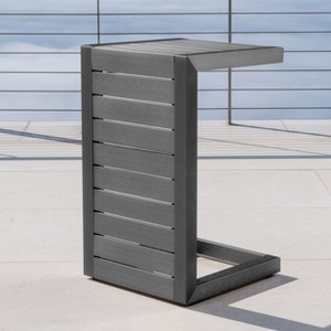 Maggift Patio End Table, C-Shaped Side Table, Compact, Stylish, and Versatile, Gray, 15"*14.5"*24" - 1 of 4