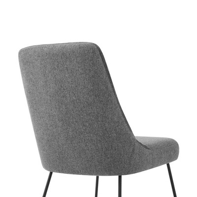 Set of 2 Gray Upholstered Metal High Back Dining Chairs