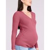 Women's V-Neck Side-Ruched Long Sleeve Henley Tee | Motherhood Maternity - 3 of 4