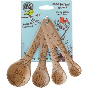 Talisman Designs Laser Etched Honey Bee Beechwood Measuring Spoons, Nature Collection, Set of 4 - 1 of 1