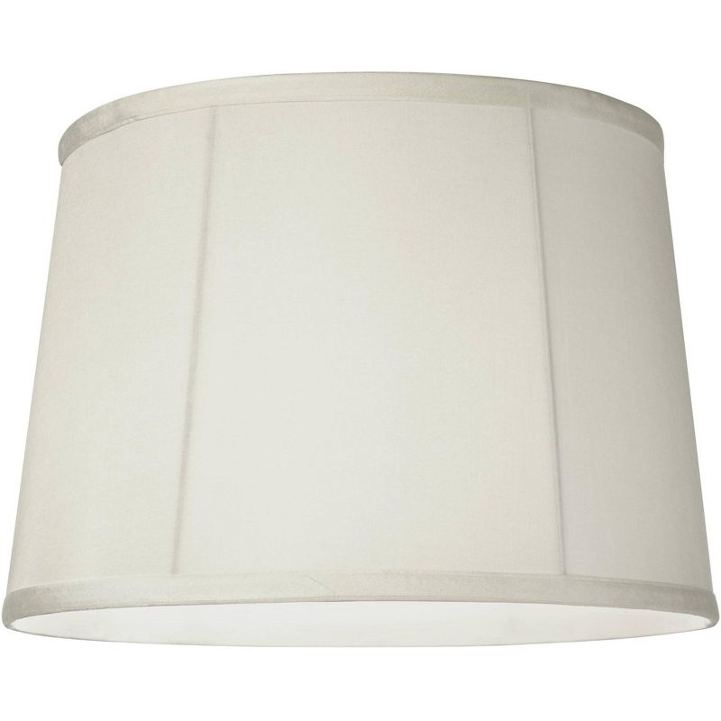 Springcrest Medium Round Softback Off-White Tapered Drum Lamp Shade 12" Top x 14" Bottom x 10" High (Spider) Replacement with Harp and Finial, 3 of 7