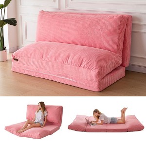MAXYOYO Bean Bag Sofa Bed - Corduroy Floor Sofa with Washable Cover, Pink - 1 of 4