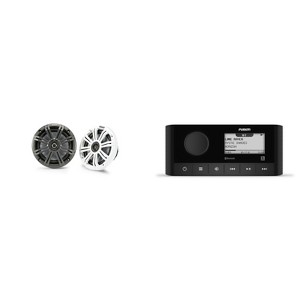 Fusion MS-RA60 Marine Stereo With Wireless Connectivity w/ KM65 6.5-Inch (165mm) Marine Coaxial Speakers with 3/4-Inch (20mm) Tweeters, 4-Ohm, Char... - 1 of 4