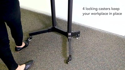 Black Aluminum Adjustable Mobile Standing Desk with Casters