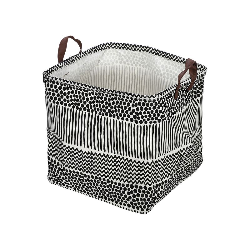 Unique Bargains Foldable Square Laundry Basket 1831 Cubic-in Black White 1 Pc Geometry, 1 of 7
