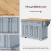 YOOCOZZ 54" Rustic Rolling Kitchen Island with Rubber Wood Drop Leaf, Large Storage Drawers and Cabinets - 3 of 4