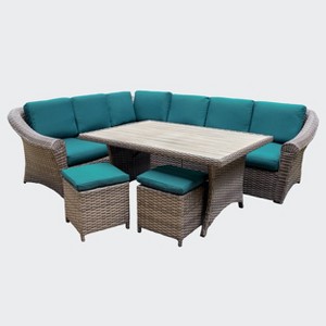 Leisure Made Walton 7pc Wicker Sectional in Peacock Fabric - 1 of 4