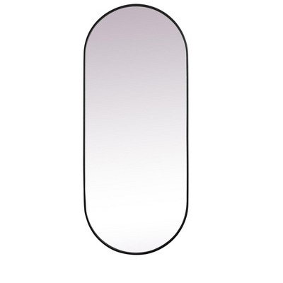 Elegant Lighting Metal Frame Oval Mirror 30x72 Inch in Black