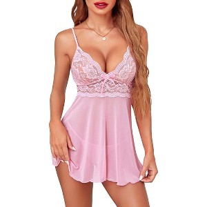 Avidlove Women Lingerie Lace Babydoll Strap Chemise Halter Teddy V Neck Sleepwear - 1 of 4