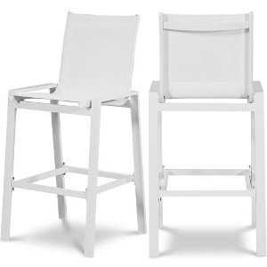 Meridian Furniture,Nizuc Mesh Water Resistant Fabric Outdoor Patio Barstool, Set of 2 - 1 of 4