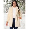 Allegra K Women's Lapel Collar Faux Fur Fuzzy Winter Long Overcoat with Pockets - 2 of 4