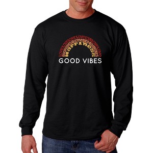 LA Pop Art Men's Word Art Long Sleeve T-shirt - Good Vibes - 1 of 4