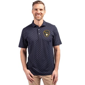 Milwaukee Brewers Cutter & Buck Virtue Eco Pique Tile Print Recycled Mens Big & Tall Polo - 1 of 1