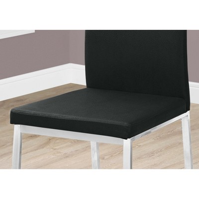 Black Faux Leather Upholstered Parsons Side Chair with Chrome Metal Legs