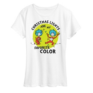 Women's - The Cat in the Hat - Christmas Lights Are My Favorite Color Short Sleeve Graphic T-Shirt - 1 of 4