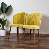 SEVOBAL Velvet Dining Chairs Set of 2 Modern Dining Chair Solid Wood Tapered Legs No Assembly Required Kitchen Living Room, Yellow, 20.5"*34.3"*22.4" - 3 of 4