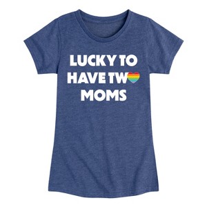Girls' - Instant Message - Lucky Two Moms Fitted Short Sleeve Graphic T-Shirt - 1 of 4