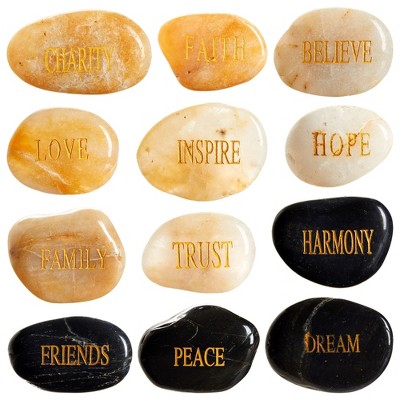 Juvale 12-Pack Inspirational Rocks with Words - Spiritual Christian-Inspired Prayer Stones, Religious Gifts, Zen Home Decor