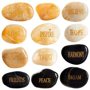 Juvale 12-Pack Inspirational Rocks with Words - Spiritual Christian-Inspired Prayer Stones, Religious Gifts, Zen Home Decor