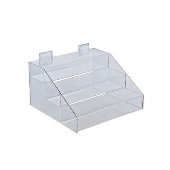 Azar Displays Three-Tier Shelf, 3 Compartment Counter Step Display, 12" wide