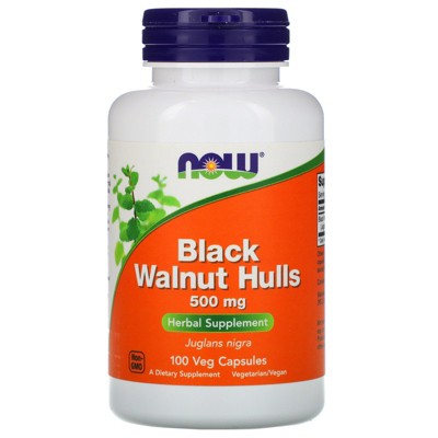 Now Foods Black Walnut Hulls, 500 mg, 100 Veg Capsules, Herbal Supplements