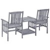 vidaXL Solid Acacia Wood Patio Chairs with Tea Table and Cushions - Bistro Set for Garden and Patio - 3 of 4