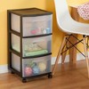 Sterilite Home Medium Size 3 Drawer Cart Plastic Rolling Stackable Storage Container with Casters for Laundry Room, Closet, and Pantry, Clear - image 4 of 4