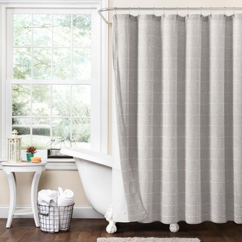 Farmhouse Textured Sheer With Peva Lining Shower Curtain Gray 2Pc Set 72X72 - image 1 of 3