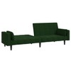 vidaXL Dark Green Velvet 2-Seater Sofa Bed/Loveseat - Convertible Guest Bed with Two Pillows - Living Room, Office, Studio Furniture - 3 of 4