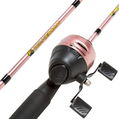pink fishing rod and reel