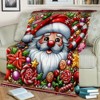 Lomsoe Santa Claus & Candy Cane Christmas Print Flannel Blanket - All Seasons Soft Cozy Warm Throw Blanket for Bed, Napping, Camping, Travel, Office - 3 of 4